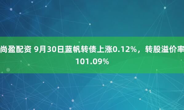 尚盈配资 9月30日蓝帆转债上涨0.12%，转股溢价率101.09%